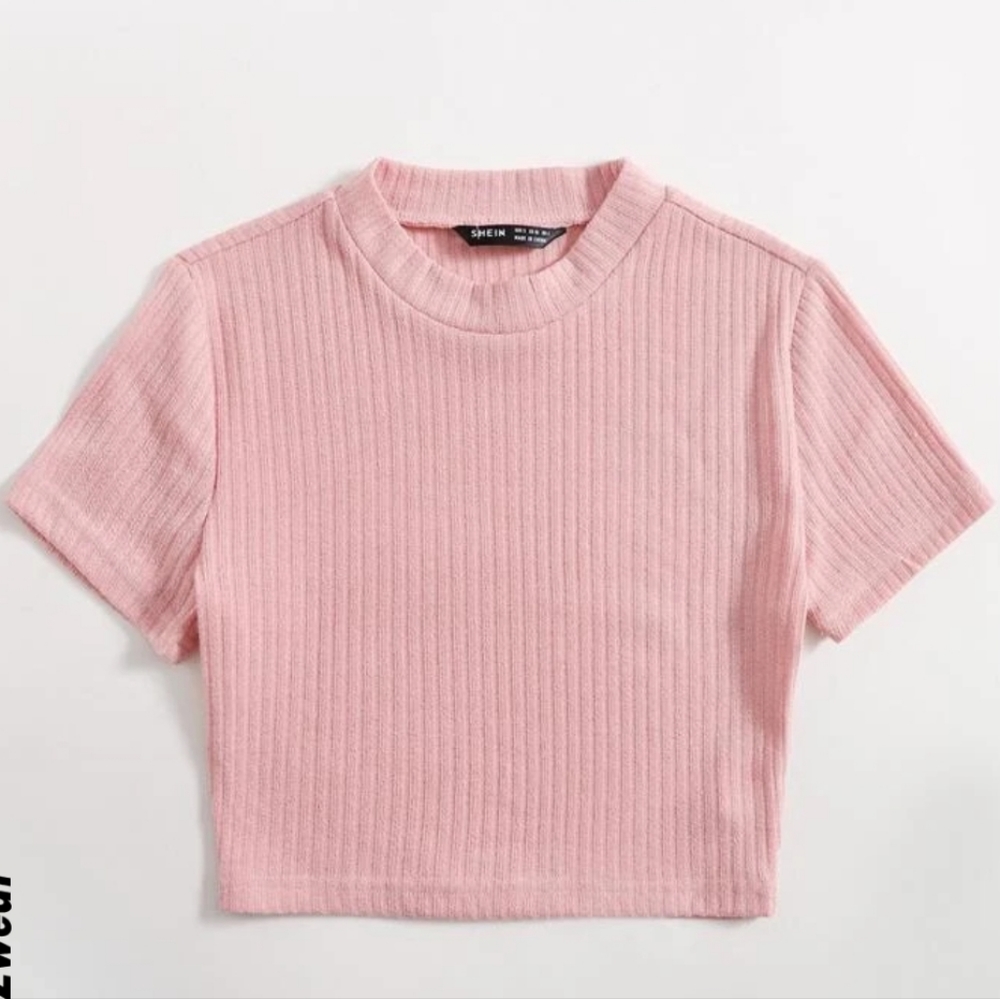 SHEIN Rib-knit Solid Tee